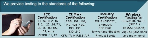 We provide testing to the standard of the following